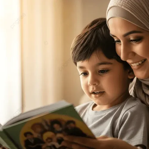 pngtree-a-mother-wearing-hijab-reads-book-to-her-young-son-who-image_20127893